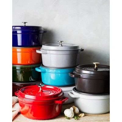 Turquoise Enameled Cast Iron 4-Quart Round Cocotte