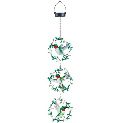 Collections Etc Solar Powered Hummingbird Wreaths Garden Mobile