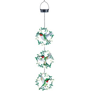 Collections Etc Solar Powered Hummingbird Wreaths Garden Mobile - 1 of 2