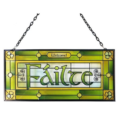 Slickblue Rectangular Irish Stained Glass Panel – Hanging Decor with 4 Celtic-Inspired Cultural Designs