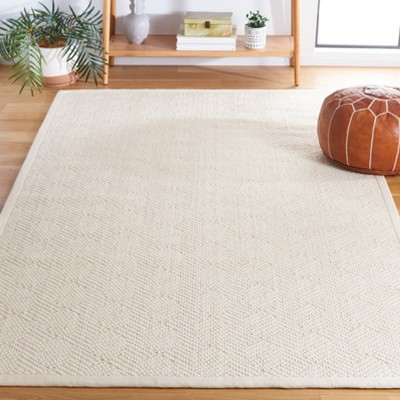 Ivory Flat Woven Handmade Wool Rectangular Area Rug 4' x 6'