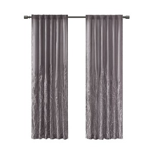 Gracie Mills Saffron Embroidered Faux Silk Curtain Panel - 1 of 4