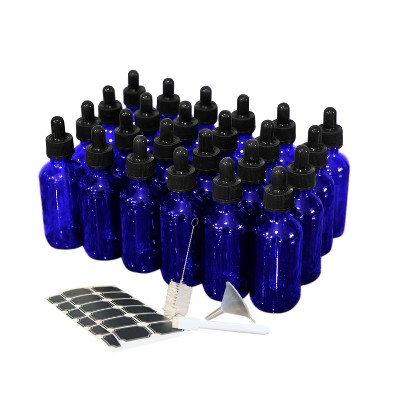 Nevlers Leakproof Cobalt Blue Glass Dropper Bottles - 2oz (24pk) : Target