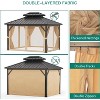 Hardtop Gazebo 10x12FT, Aluminum Frame Canopy with Double Metal Roof, with Netting, All Weather Permanent Pavilion for Backyard, Patio and Deck,Khaki - 3 of 4