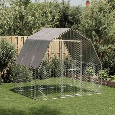 Chicken Run Silver Galvanized Steel Large Durable Chicken Run vidaXL