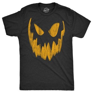 Mens Pumpkin Face T Shirts Funny Halloween Jack O Lantern Scary Smile Tees For Guys - Crazy Dog Men's T Shirt - 1 of 4