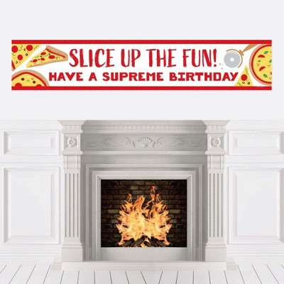 Big Dot of Happiness Pizza Party Time - Happy Birthday Decorations Party Banner