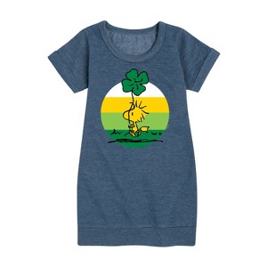 - Peanuts - Woodstock Shamrock Graphic Short Sleeve Fleece Dress - 1 of 4