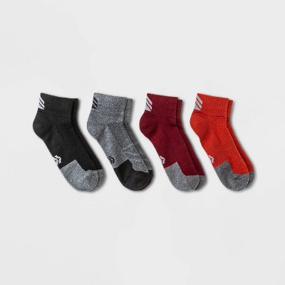 Photo 1 of Mens Running Ankle Socks 4pk - All in Motion Dark Red/Burnt Orange/Gray/Black 6-12