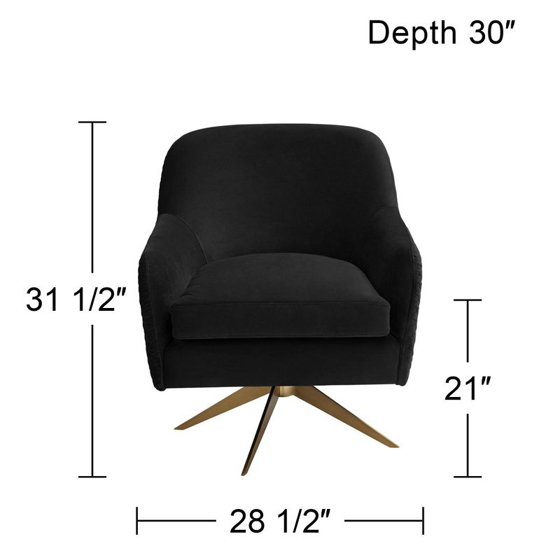 Studio 55D Ames Quilted Onyx Velvet Swivel Chair, 4 of 10