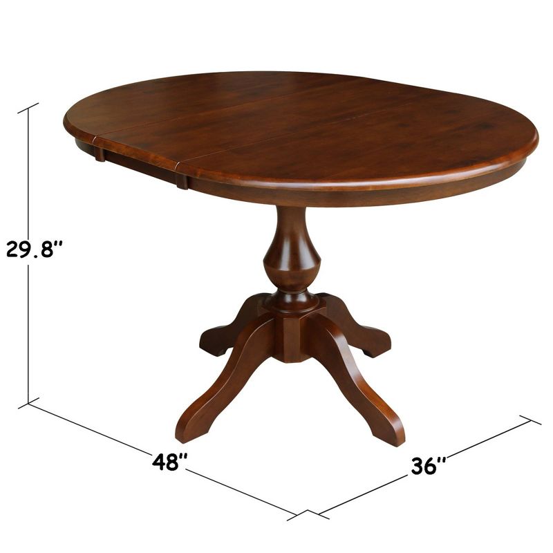 36" Kent Round Top Pedestal Dining Table with 12" Leaf - International Concepts, 6 of 7