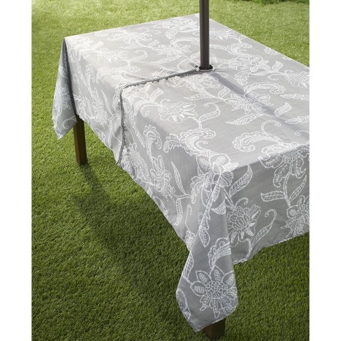 Lakeside Outdoor Tablecloth With, 60 Inch Round Vinyl Tablecloth With Umbrella Hole