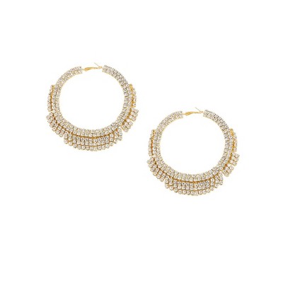 SOHI Women's Silver Bling Hoop Earrings