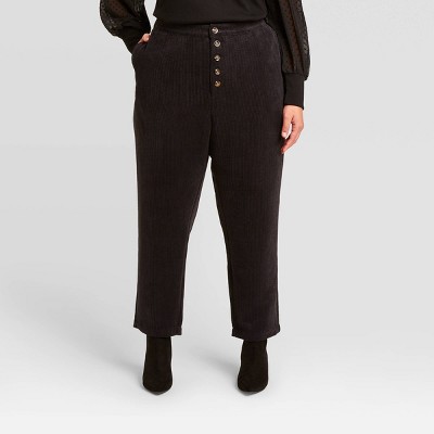 plus size black corduroy pants