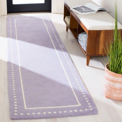 Lavender and Ivory Hand-Tufted Wool Runner Rug