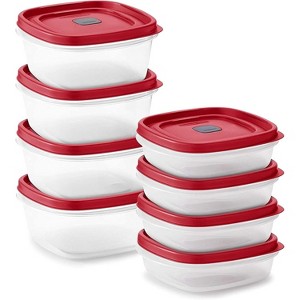 16-Piece BPA-Free Plastic Food Storage Set, Red Vented Lids - Microwave, Dishwasher Safe: Perfect for Meal Prep, Leftovers, and Kitchen Organization - 1 of 4