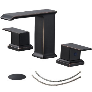 BWE 8 in. Waterfall Widespread 2-Handle Bathroom Faucet With Pop-up Drain Assembly in Spot Resist - 1 of 4