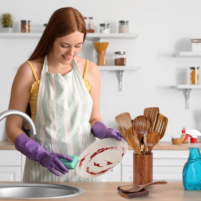 Deluxe 9-Piece Natural Wood Cooking Utensils Set with Holder