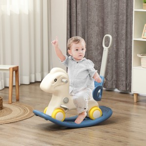 4 in 1 Rocking Horse for Toddles 2-5 Years, Baby Ride on Horse with Detachable Push Handle & Balance Board-3irtyhousy - 1 of 4