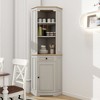 JUJABU Antique White 68" Farmhouse Freestanding Corner Cabinet with Door, Drawer & Adjustable Shelf - 4 of 4