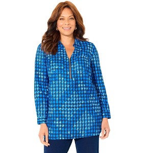 Catherines Women's Plus Size Breezeway Half-Zip Tunic - 1 of 4