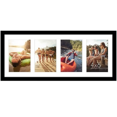 Americanflat Collage Picture Frame in Black with Three Displays of 4" x 6" Shatter Resistant Glass for Wall - 8x10 - Pack of 1