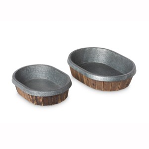 Park Hill Collection Galvanized Lined Wooden Oval Trays - 1 of 4