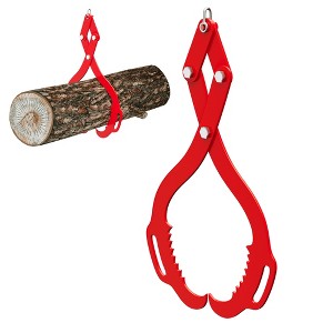 Log Lifting Tongs, Serrated Claw Hook Log Tongs, Heavy Duty Steel Swivel Dragging Tong with Handles for Tractors, Trucks, Forklifts - 1 of 4