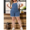 Agnes Orinda Women's Plus Size Adjustable Strap Pocket Roll Hem Denim Overall Jean Shorts - 2 of 4