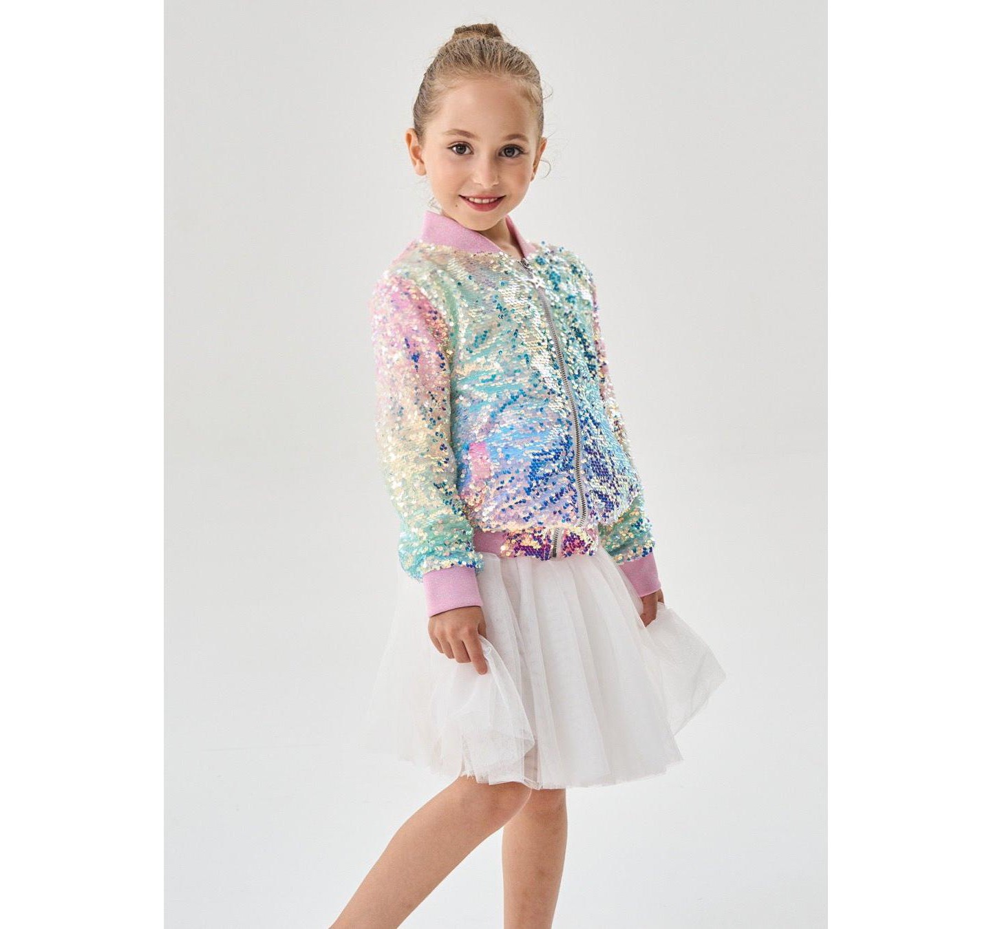 Куртка 2bunnies Magic Ombre Sequin Bomber Jacket Multicolored для девочек — фото 3