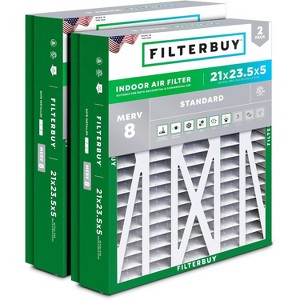 Filterbuy 21x23.5x5 Air Filter (2-Pack), Pleated MERV 8 Dust Defense Replacement HVAC AC Furnace Filters for Trane Perfect Fit & American Standard - 1 of 4