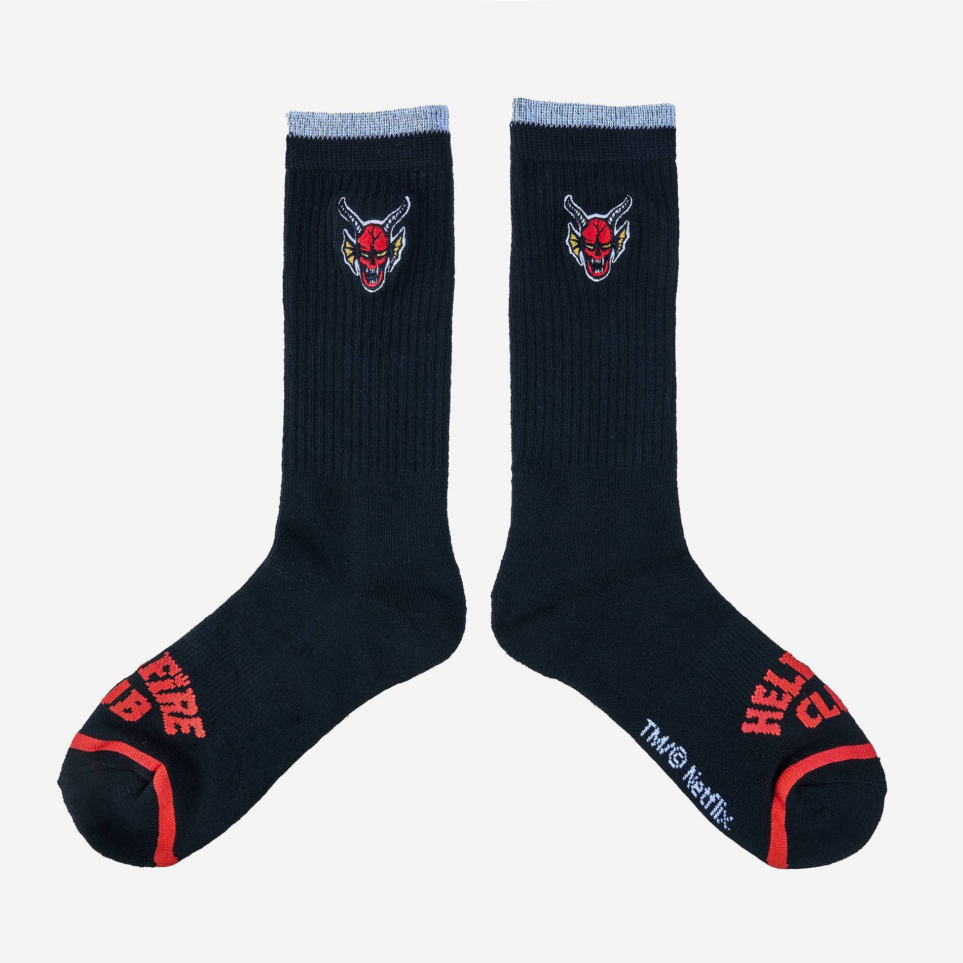 Men's Stranger Things Hellfire Club Athletic Crew Socks - Black 6-12
