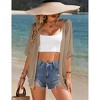 Womens Short Sleeve Cardigan Beach Cover Up Hollow-Out Sweater Cardigan Batswing Sleeve Cover Up Lightweight Cardigan - 4 of 4