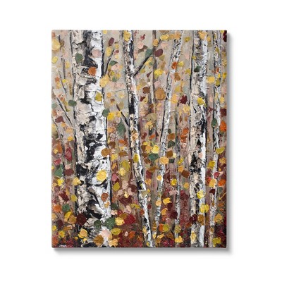 Stupell Industries Autumn Birch Trees Abstract Leaves Canvas Wall Art