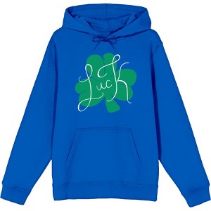 St Pats Luck Clover Long Sleeve Adult Hooded Sweatshirt - 1 of 2