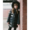 Deux par Deux Girl Long Metallic Puffy Coat Black - 2 of 4