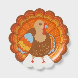 10ct Thanksgiving Turkey Shaped Dinner Plates - Spritz™ - 1 of 3