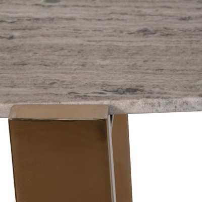 Gold and White Marble Console Table with Wooden Shelf