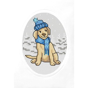 Orchidea Complete counted cross stitch kit - greetings card Dog in