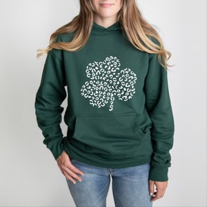 Simply Sage Market Women's Graphic Hoodie Leopard Shamrock - 1 of 3