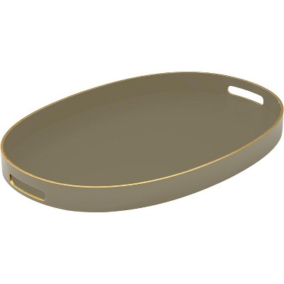 American Atelier Olive Oval Tray with Gold Trimming & Handles