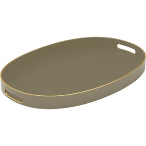 American Atelier Olive Oval Tray with Gold Trimming & Handles - 1 of 4