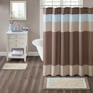 Contemporary Style Cotton Tufted Indoor Bath Rug, Color-Block Design Heavyweight Fabric Bath Rug for Year Round Use - 1 of 4