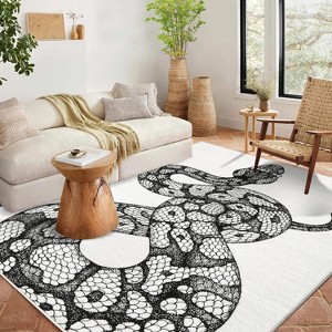 Snake Print Area Rug, Washable Non-Slip Carpet, Stain-Resistant, Witchy Floor Mat for Bedroom, Office, Nursery - 1 of 4