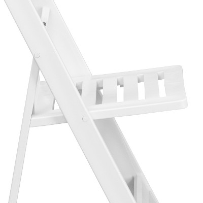 Emma + Oliver 2 Pack White Resin Slatted Folding Chairs