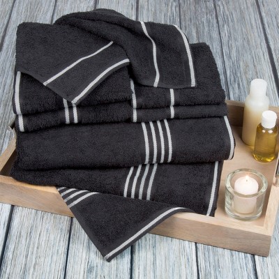 Hastings Home Rio Cotton Towel Set - Dark Charcoal Gray, 8 Pieces