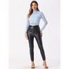 Allegra K Women's See-Through Long Sleeve Turtleneck Sheer Floral Lace Blouse - 3 of 4