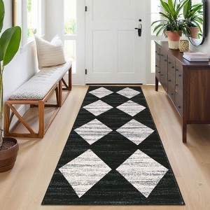Modern Runner Rug 2x6 Machine Washable Geometric Hallway Rug with Non-Slip Backing, Soft Low Pile Floor Cover, Stain-Resistant Contemporary Rug - 1 of 4