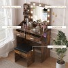 Vanity Desk with Mirror, Lights, Power Outlet, 3 Lighting Modes, 2 Drawers - 2 of 4