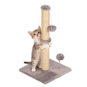 FDW 22/33 Inch Cat Scratching Post Cat Scratcher Natural Sisal Rope Scratch Post Kitten Trees with Hanging Ball for Indoor Cats - 1 of 4